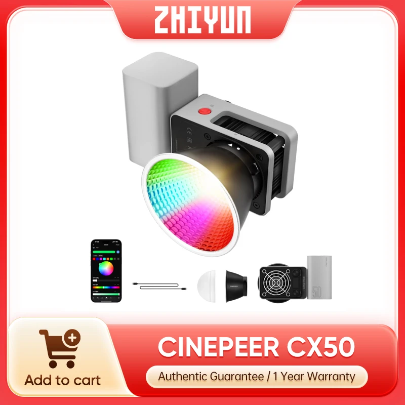 Photography Lighting Kit Portable - ไฟวิดีโอ Zhiyun CINEPEER CX50 RGB 2700K-6500K