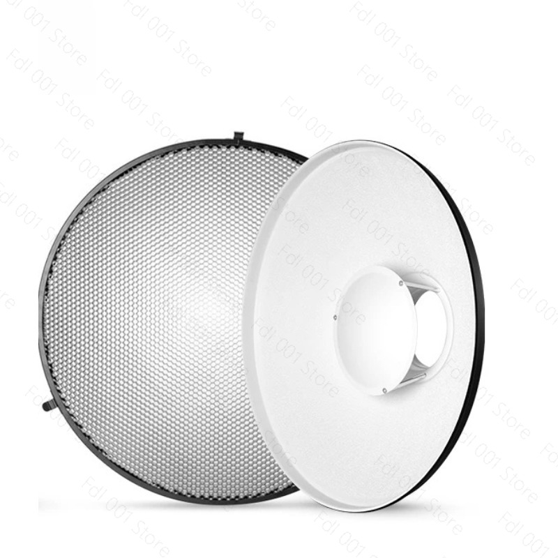 Beauty Dish 55Cm - แผ่นสะท้อนแสงสำหรับถ่ายภาพภายในสีขาว ขนาด 55 ซม. พร้อมตัวกระจายแสงแบบรังผึ้ง
