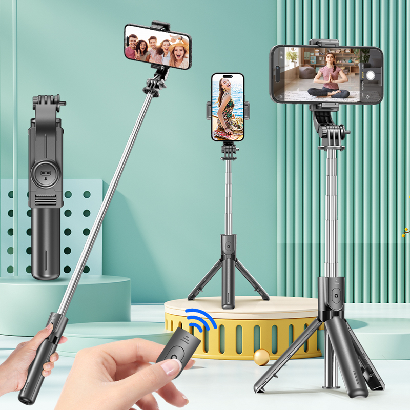 Photography Video Lighting Kit With Adjustable Tripod Stand - ขาตั้งกล้องเซลฟี่สติ๊กพร้อมรีโมท Bluetooth ที่ถอดออกได้ 360 ° การหมุน,