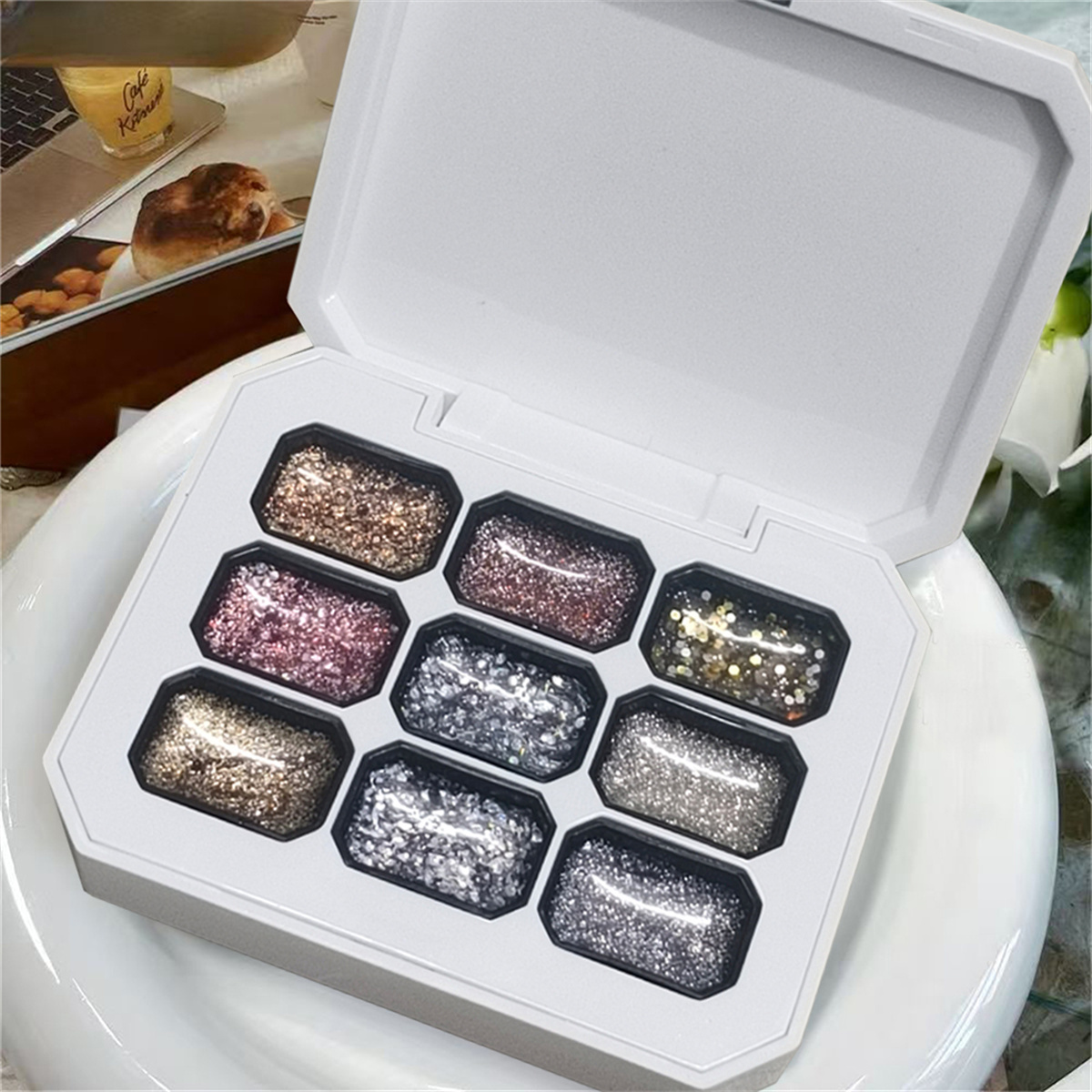 Photography Lighting Gels - เจลทาเล็บแบบกากเพชร 9 สี 1 ชิ้น แบบซึมซับได้