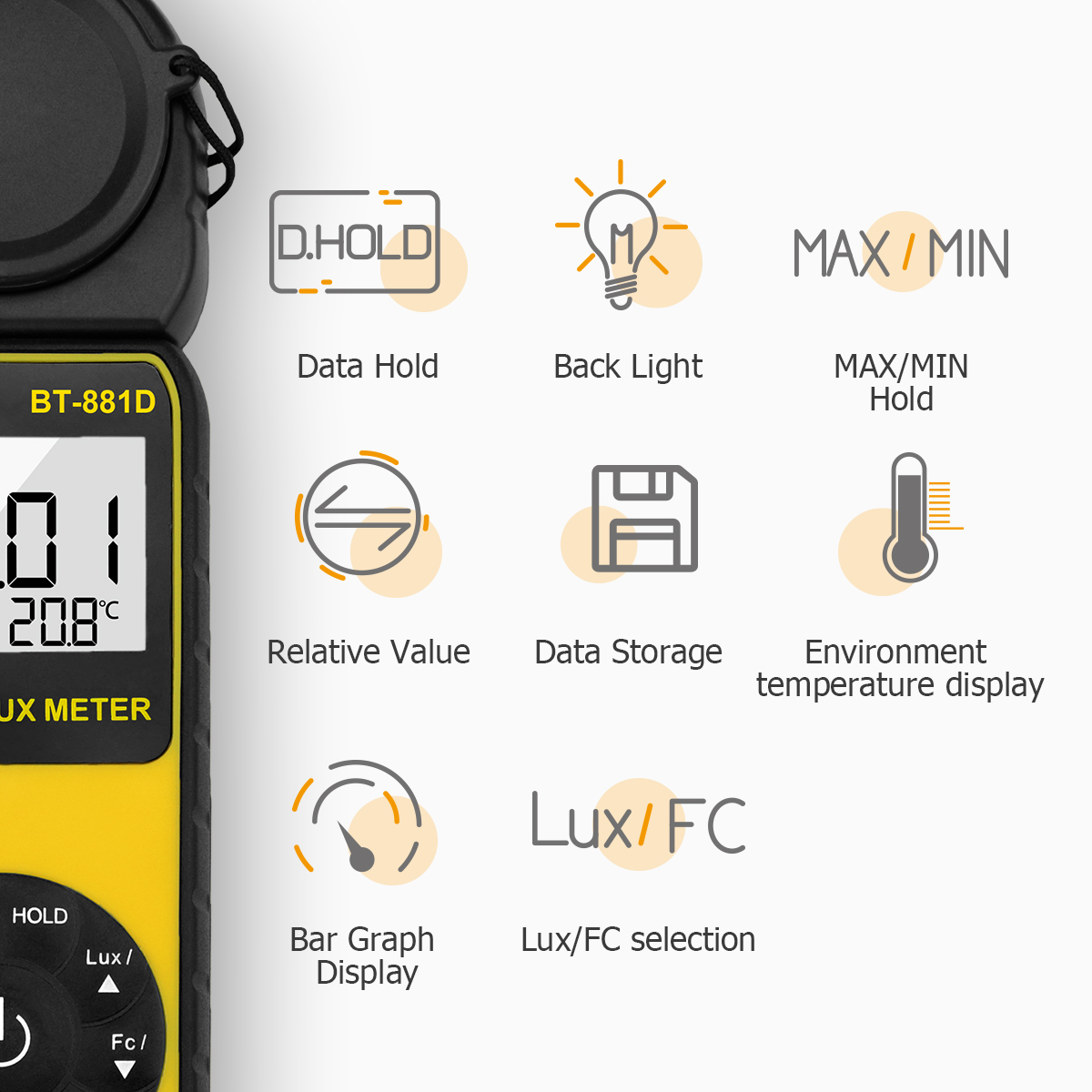 Photography Lighting Meter - เครื่องวัดแสงดิจิตอล 400,000 ลักซ์ เครื่องวัดแสงแบบพกพา โฟโตมิเตอร์ จอ
