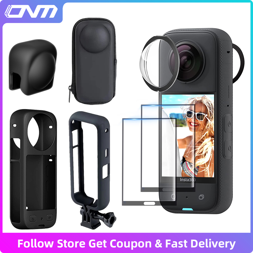 Insta360 Camera X3 - เลนส์สําหรับ Insta360 X3 อุปกรณ์เสริมป้องกันหน้าจอซิลิโคนกรณี Mini กระเป๋ากรอบป้องกันสําหรับ