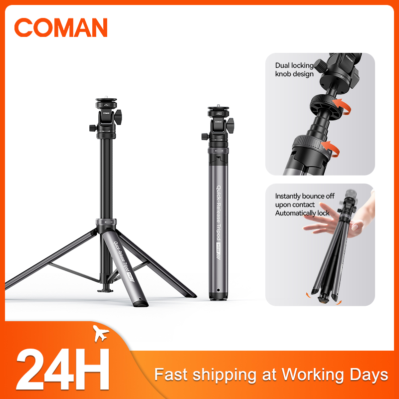 Photography Video Lighting Kit With Adjustable Tripod Stand - ขาตั้งไฟ COMAN MT68 แบบปลดเร็วเพียงคลิกเดียว สำหรับไฟถ่ายภาพ กล้อง