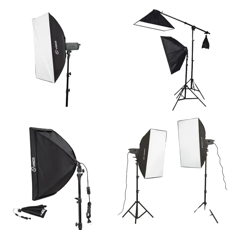 Photography With Lighting - สตูดิโอถ่ายภาพแบบพกพาคุณภาพสูง ไฟสปีดไลท์ ซอฟต์บ็อกซ์สีดำ ขาตั้งไฟ ซอฟต์บ็อกซ์สำหรับถ่ายภาพ