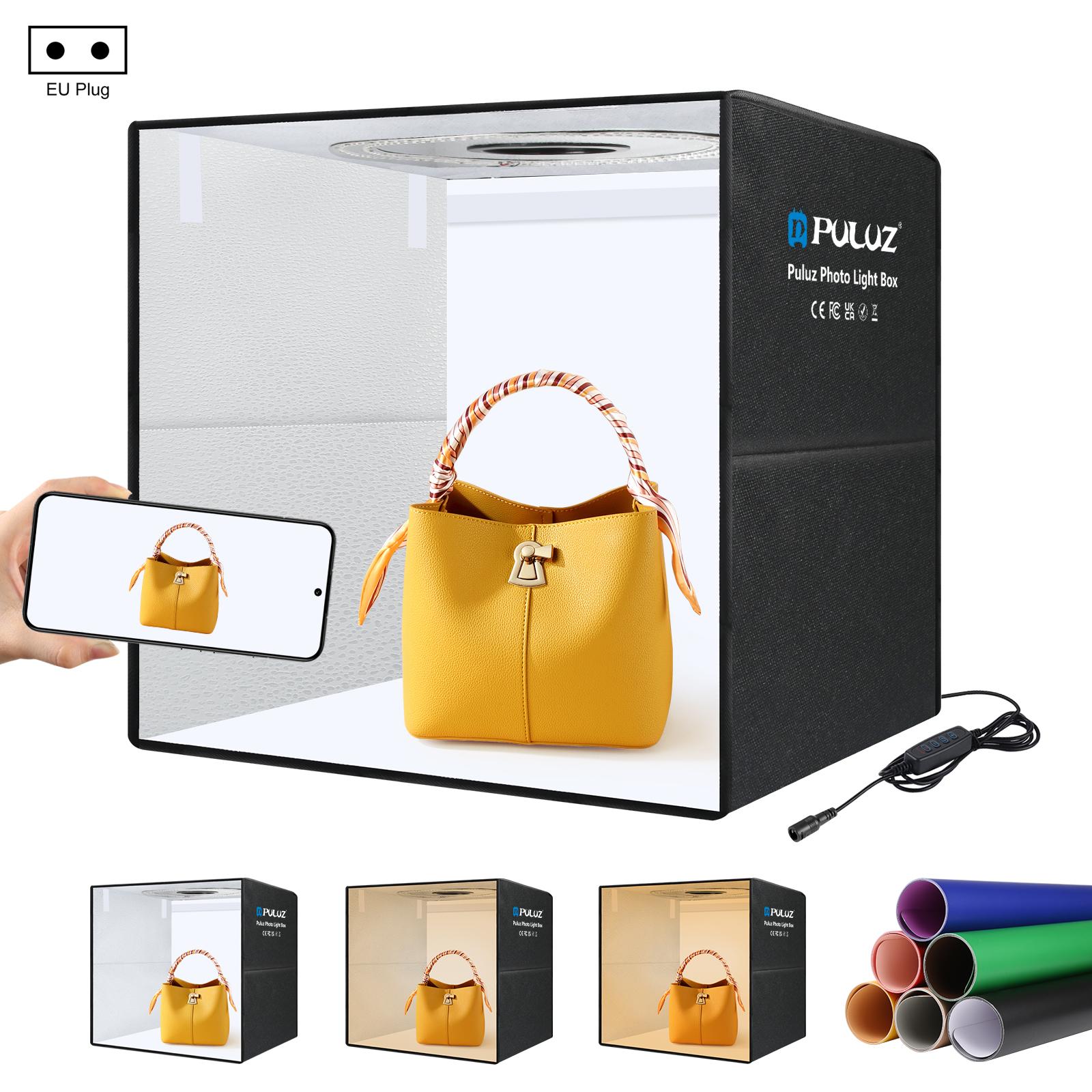 Photography Lighting Meter - PULUZ กล่องถ่ายภาพแบบพับได้ขนาด 50 ซม. พร้อมไฟวงแหวนแบบพกพา กล่องถ่ายภาพสตูดิโอพร้อมฉากหลังสองด้าน
