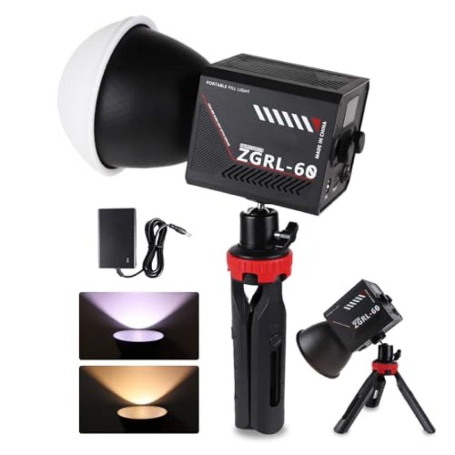 Photography Lighting Led - ไฟวิดีโอ LED COB 60W แบบพกพาพร้อมแบตเตอรี่ 8000