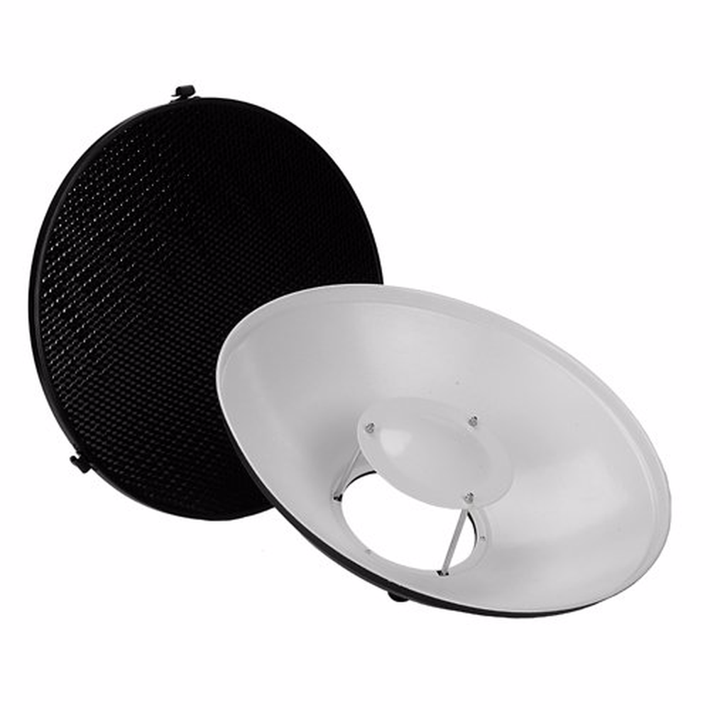 Beauty Dish 55Cm - ชุดโปรบิวตี้ดิช 16 นิ้ว พร้อมกริดรังผึ้งและวงแหวนสปีดริงสำหรับโบเวนส์ เจมินี่ สตาร์ด,
