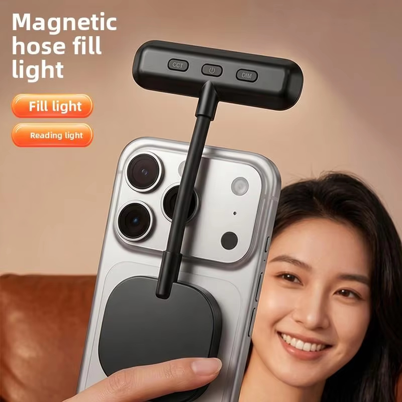 Photography Lighting Led - ไฟเติมโทรศัพท์มือถือแบบแม่เหล็ก, ไฟเสริมความงามขนาดเล็กพกพา 3 สี สำหรับถ่ายภาพ วิดีโอ