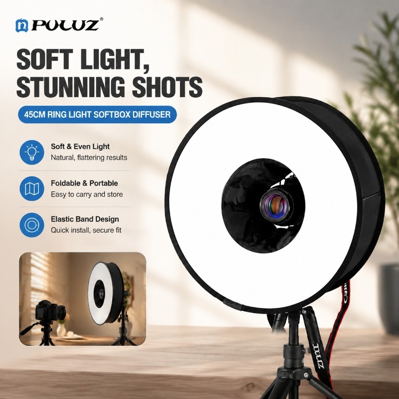 Photography Types Of Lighting - ซอฟต์บ็อกซ์แบบพับได้ขนาด 45 ซม. พร้อมผ้ากระจายแสงแบบนุ่ม รุ่นอเนกประสงค์จาก Puluz