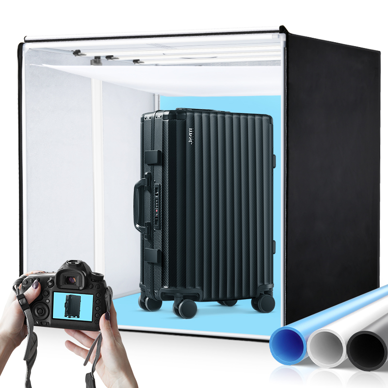 Photography Lighting Kits - ชุดกล่องไฟถ่ายภาพสินค้าสำหรับสตูดิโอถ่ายภาพขนาด120X100X120ซม. โต๊ะขนาดใหญ่แบบมืออาชีพความสว่าง0-100% 3ไฟ LED กล่องไฟถ่ายภาพ
