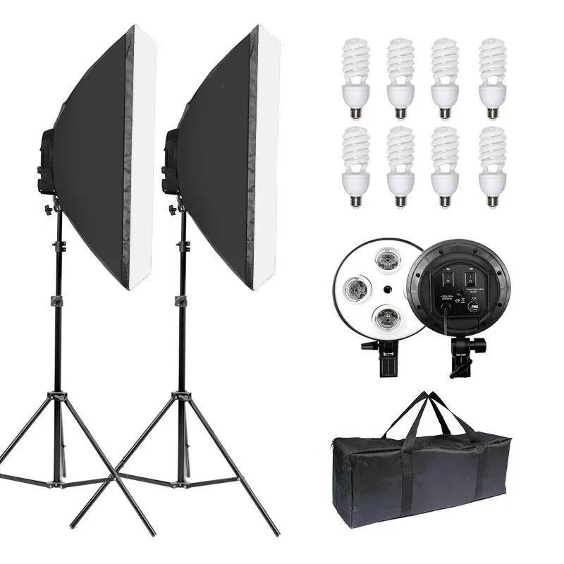 Photography Lighting Portrait - ชุดไฟสตูดิโอถ่ายภาพพร้อมหัวหลอด E27 4in1 สำหรับถ่ายภาพบุคคล วิดีโอ และสินค้า