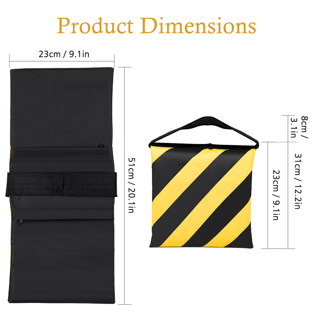 Photography Lighting Backdrop - ถุงทรายสำหรับถ่ายภาพลายทางสีดำและเหลือง SH พร้อมขาตั้ง C-stand, บูมอาร์ม, ขาตั้งไฟแบบ