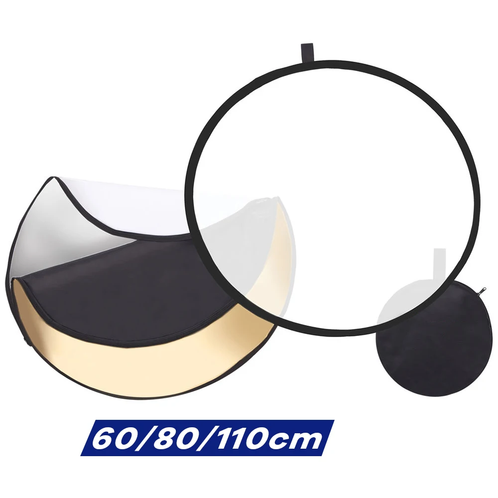 Photography Lighting Meter - แผ่นสะท้อนแสงแบบวงกลมพับได้ขนาด5-in-1 60/80/110ซม. แผงโปร่งแสงแผงปรับแสงสตูดิโอสำหรับภาพผลิตภัณฑ์