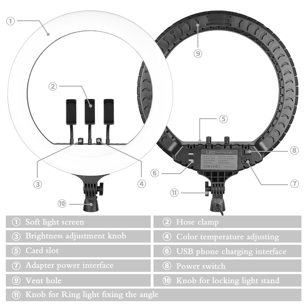 ไฟวงแหวน LED ขนาด 18 นิ้ว พร้อ - Photography Lighting Circle บทวิจารณ์และราคา