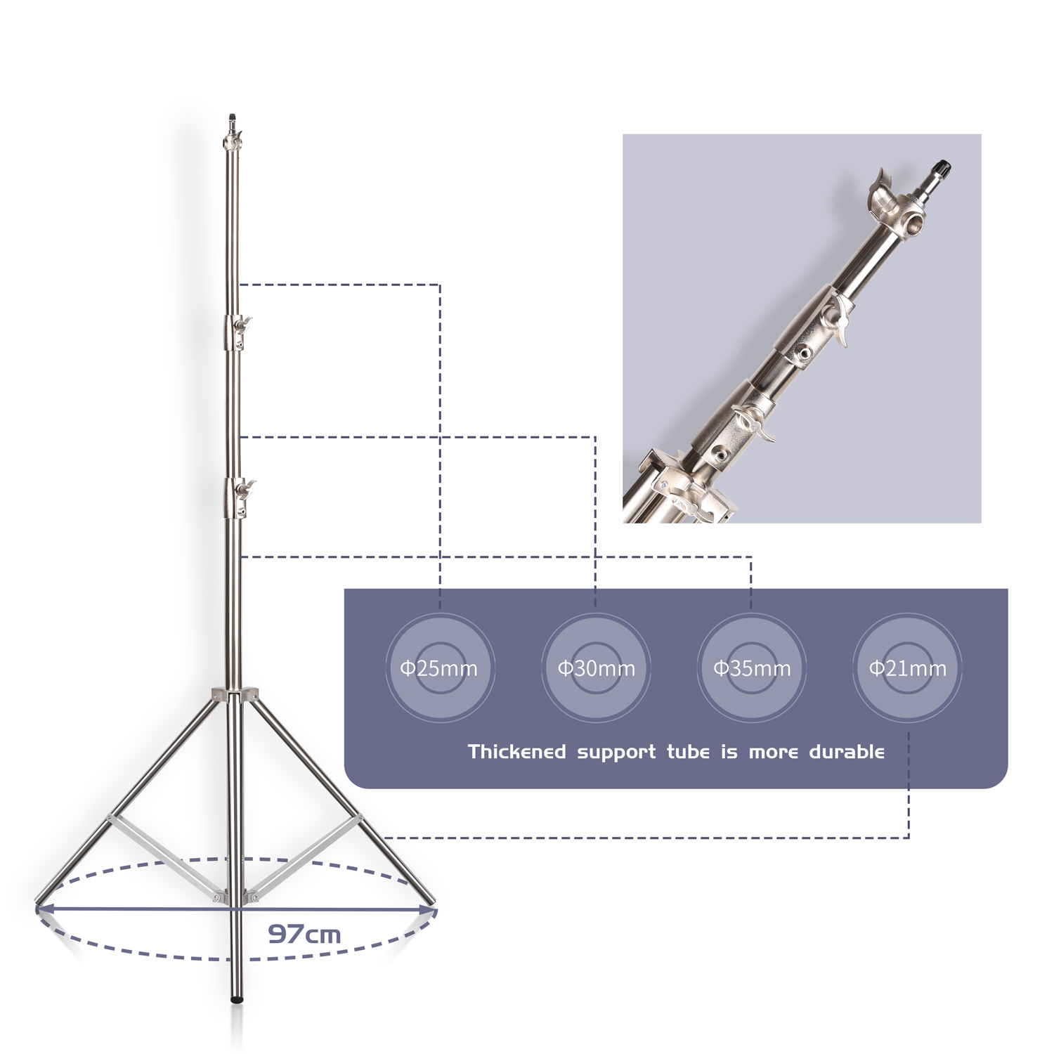 SH 2.8M สแตนเลสสตีลขาตั้ง Heav - Photography Video Lighting Kit With Adjustable Tripod Stand บทวิจารณ์และราคา
