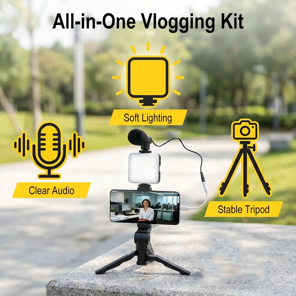 ชุดอุปกรณ์วิดีโอบล็อกสำหรับสมา - Photography Lighting Kit Portable บทวิจารณ์และราคา