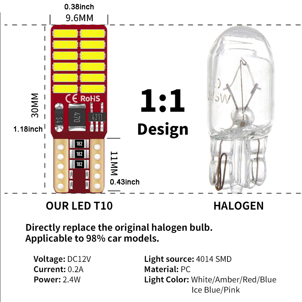 T10 LED W5W 2-10ชิ้นหลอดไฟ LED - Interior Photography Lighting บทวิจารณ์และราคา